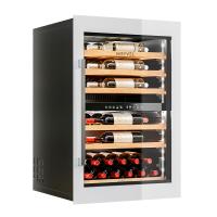 Винный шкаф Meyvel MV47PRO-KWB2 двухзонный встраиваемый в колонну с белой рамой